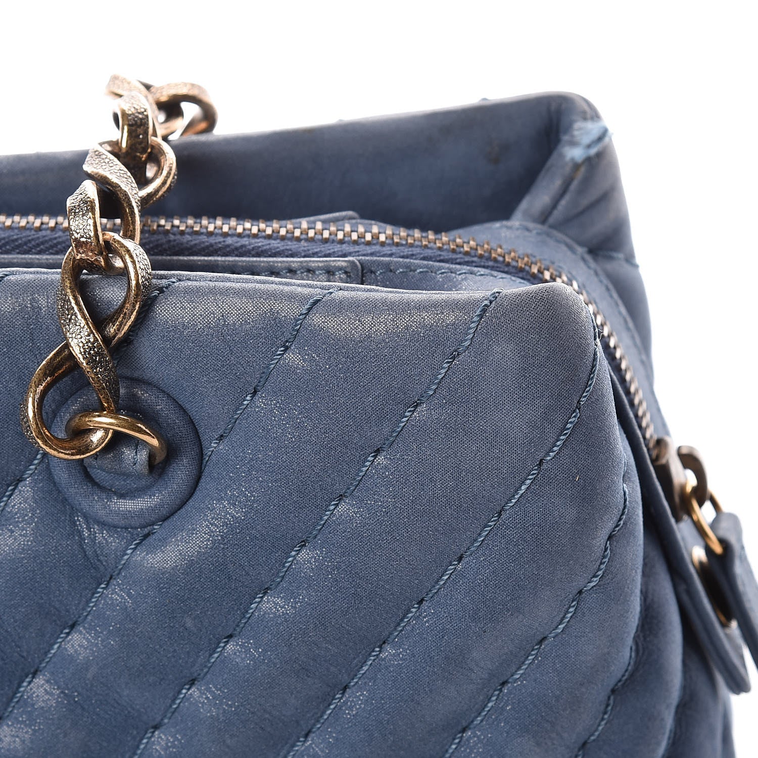 Chanel Iridescent Calfskin Chevron Quilted Surpique Tote Dark Blue 18 of 23