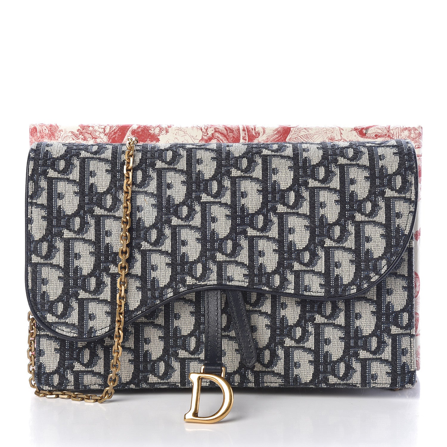Christian Dior Oblique Saddle Chain Pouch Blue 9 of 9