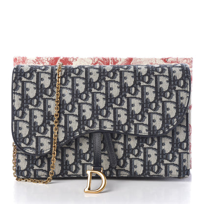 Christian Dior Oblique Saddle Chain Pouch Blue 9 of 9