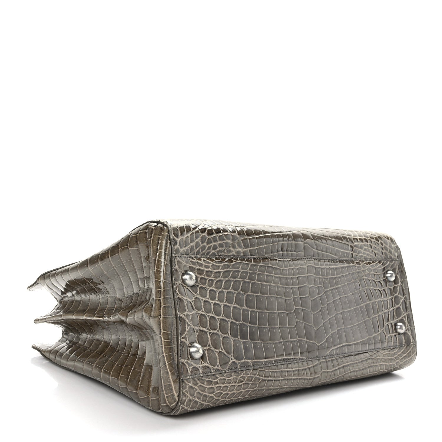 Bottega Veneta Shiny Crocodile Top Handle Tote Grey 4 of 9