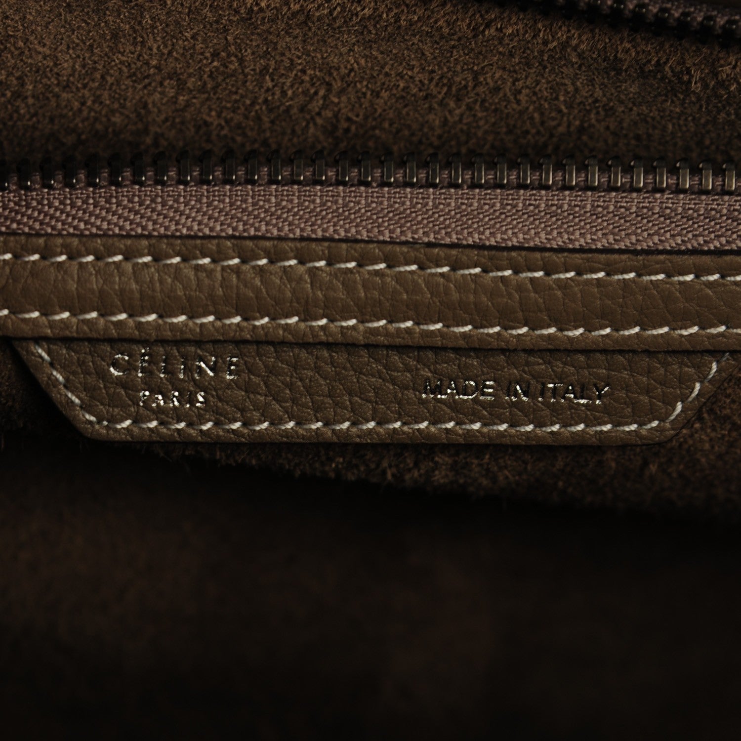 Celine Drummed Calfskin Mini Luggage Souris 7 of 8