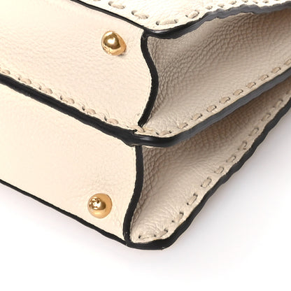 Fendi Vitello Granato Camoscio Selleria Macro Stitchings Medium Peekaboo I SEE U Satchel Camelia 10 of 11