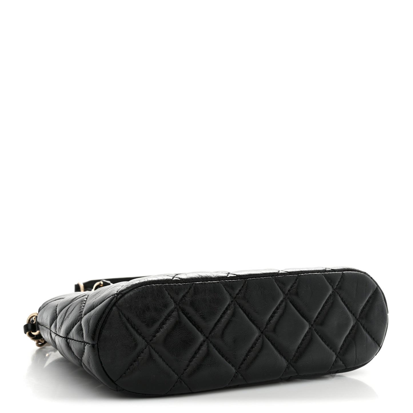 Shiny Lambskin Quilted Shiny Coco Clutch With Chain Black