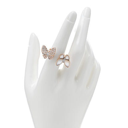 Van Cleef & Arpels 18K Rose Gold Diamond Mother of Pearl Two Butterfly Between The Finger Ring 54 6.75 2 of 5