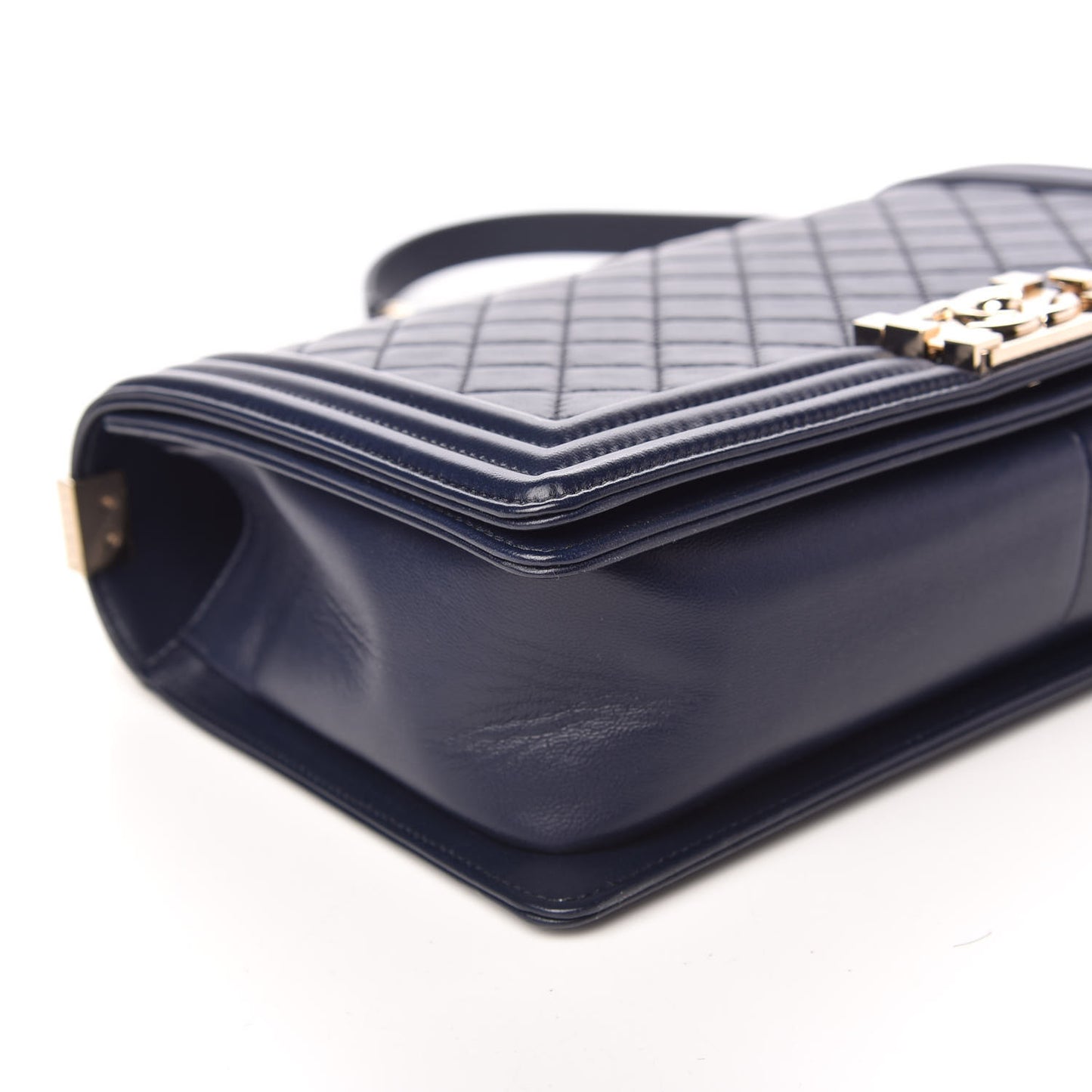 Lambskin Quilted New Medium Boy Flap Dark Navy Blue