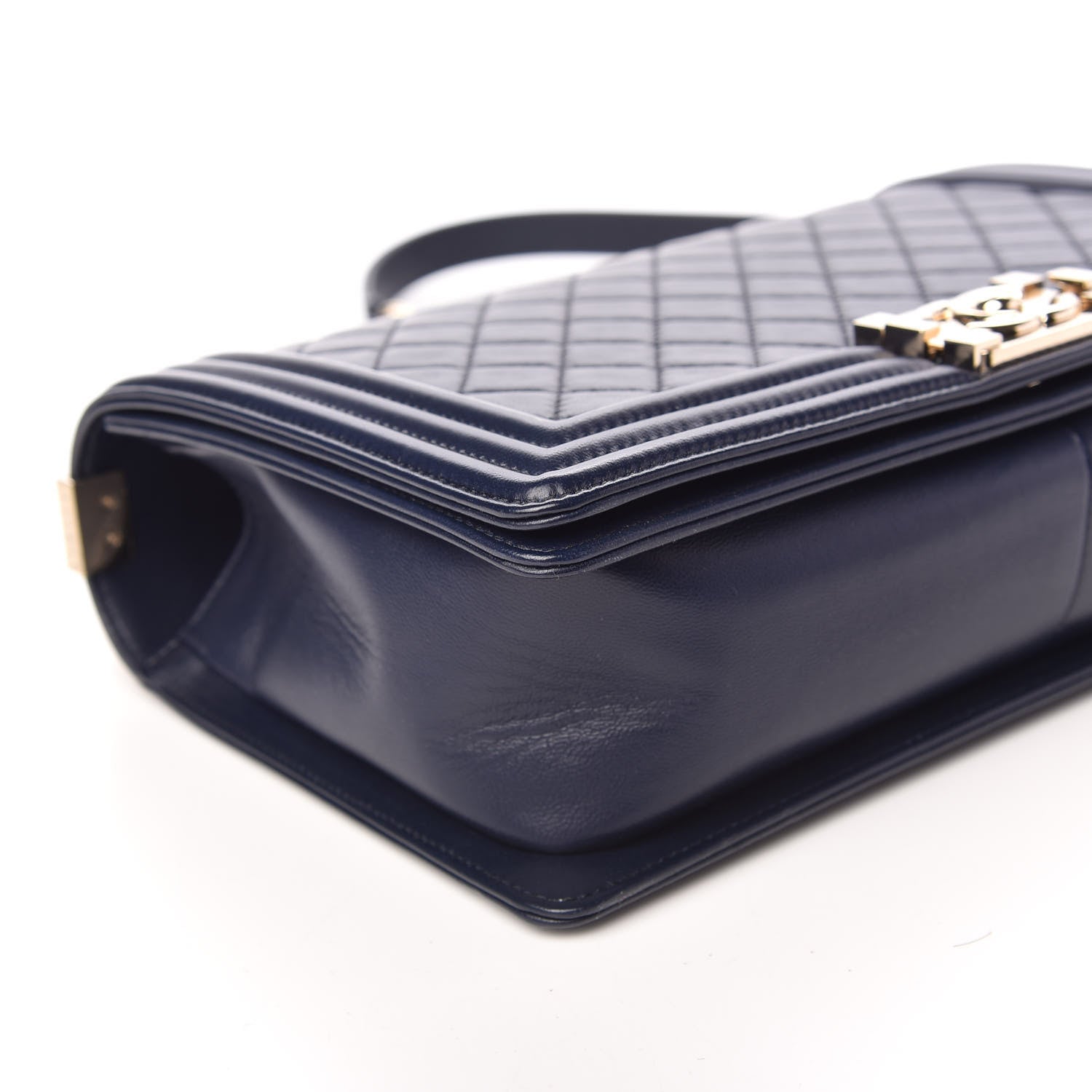 Chanel Lambskin Quilted New Medium Boy Flap Dark Navy Blue 8 of 10