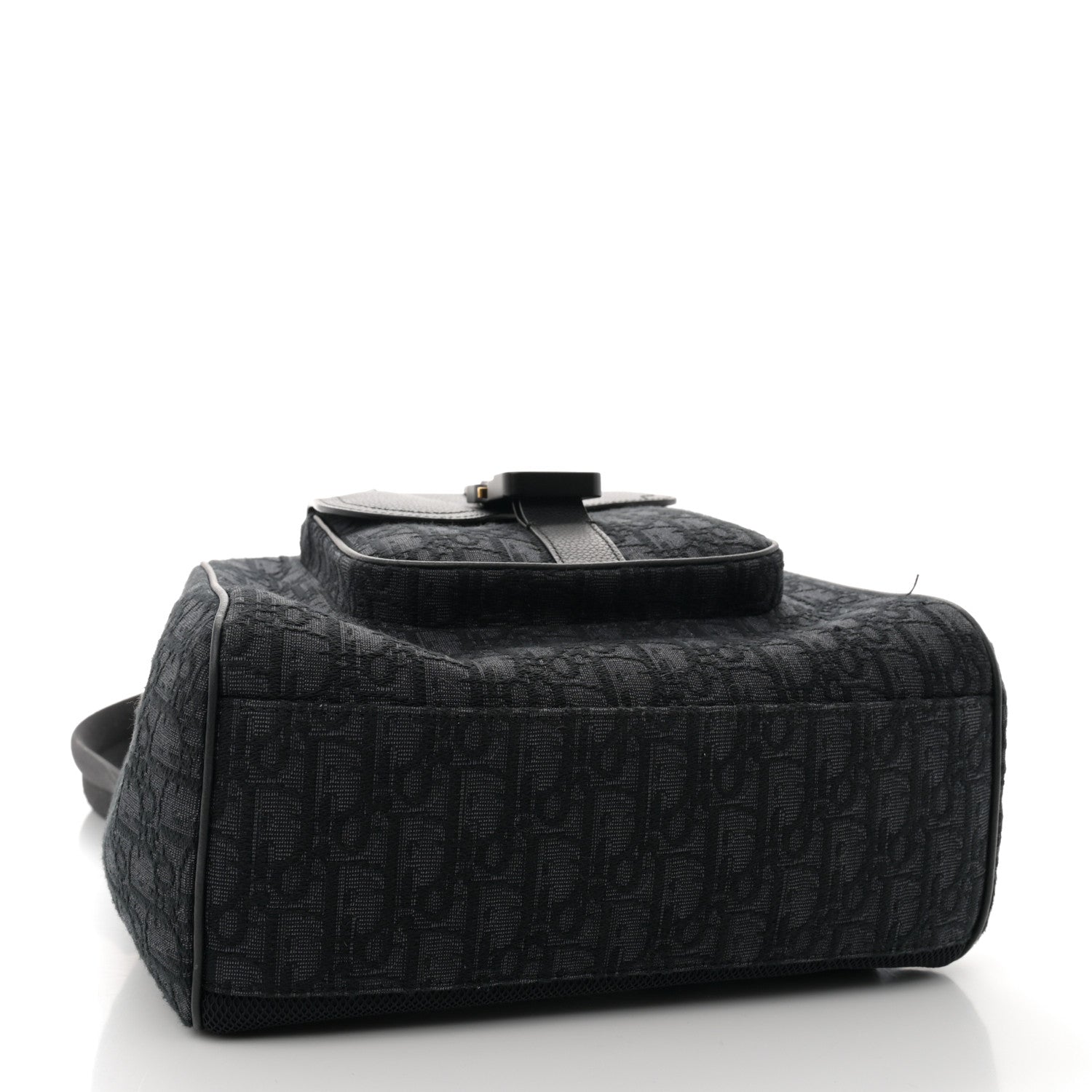 Christian Dior Oblique Jacquard Grained Calfskin Saddle Backpack With Flap Black 4 of 11