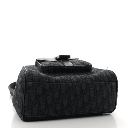 Christian Dior Oblique Jacquard Grained Calfskin Saddle Backpack With Flap Black 4 of 11