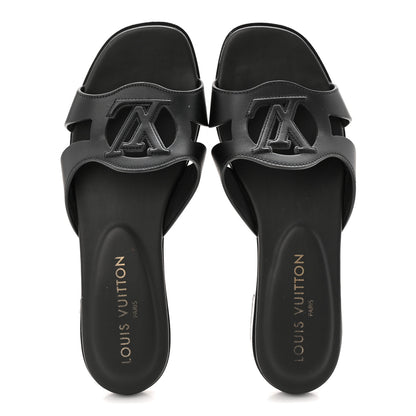 Louis Vuitton Calfskin LV Isola Flat Sandals 37.5 Black 2 of 9