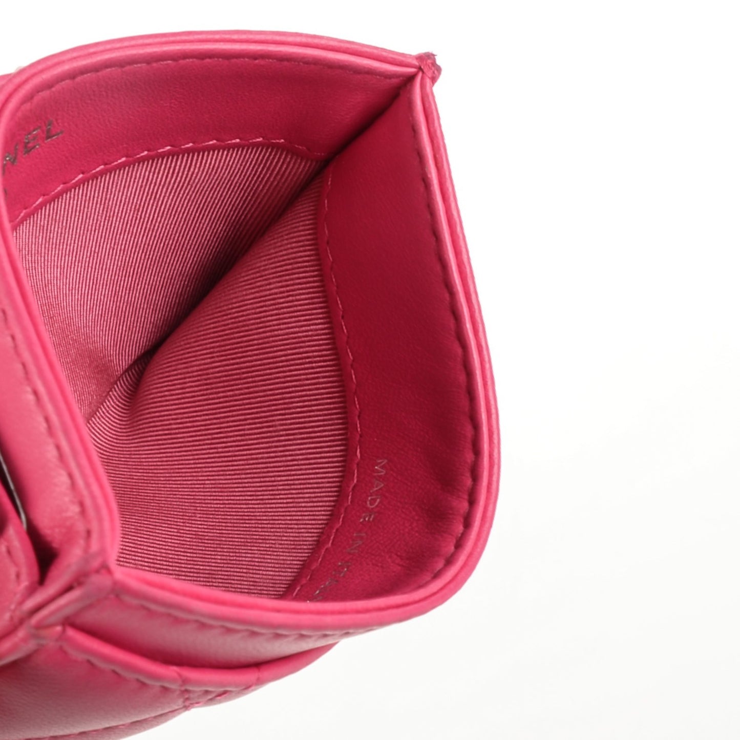 Lambskin Quilted Card Holder Fuchsia