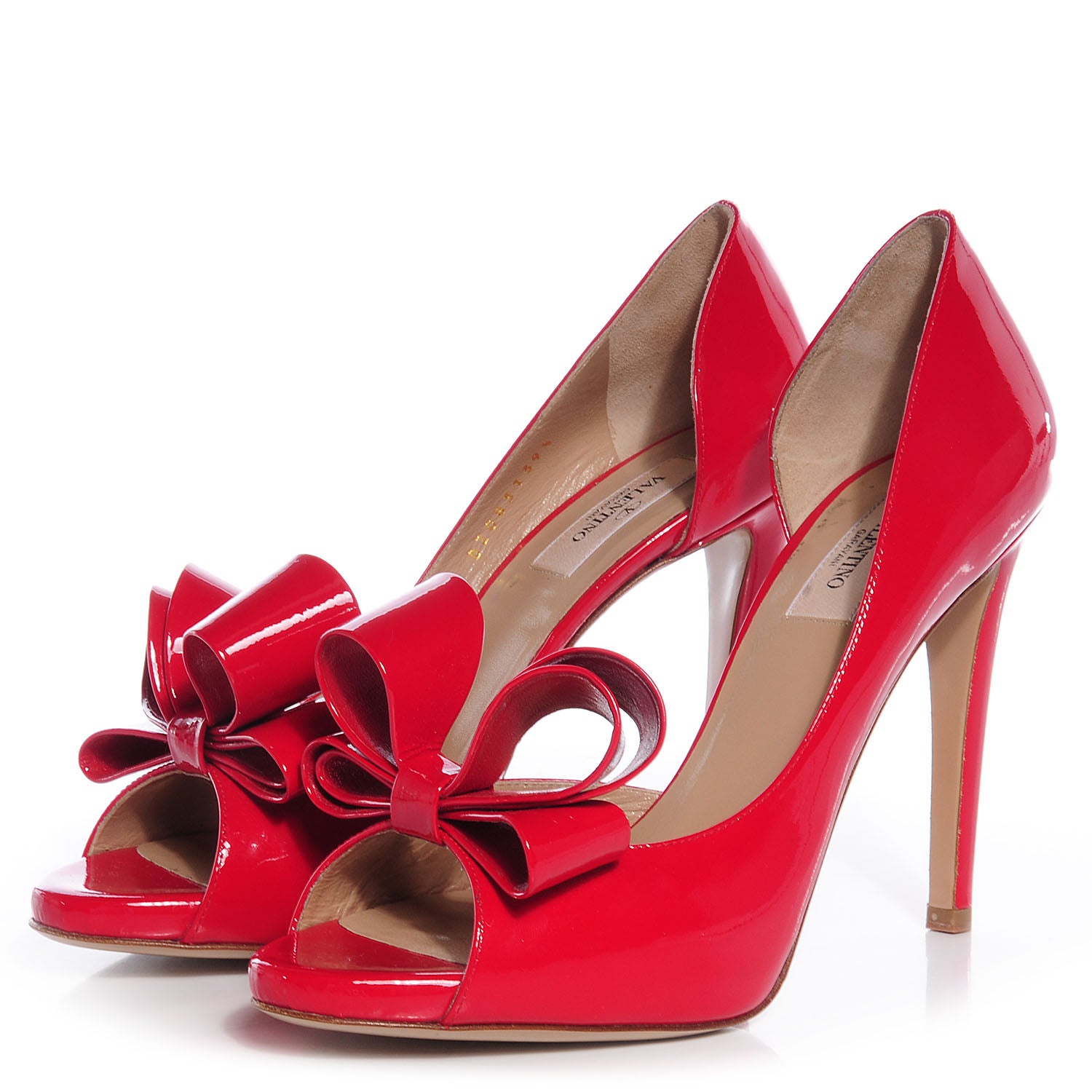 Valentino Garavani Patent Couture Bow Peep Toe d'Orsay 15/110mm Pumps 39.5 Rosso Valentino 3 of 8
