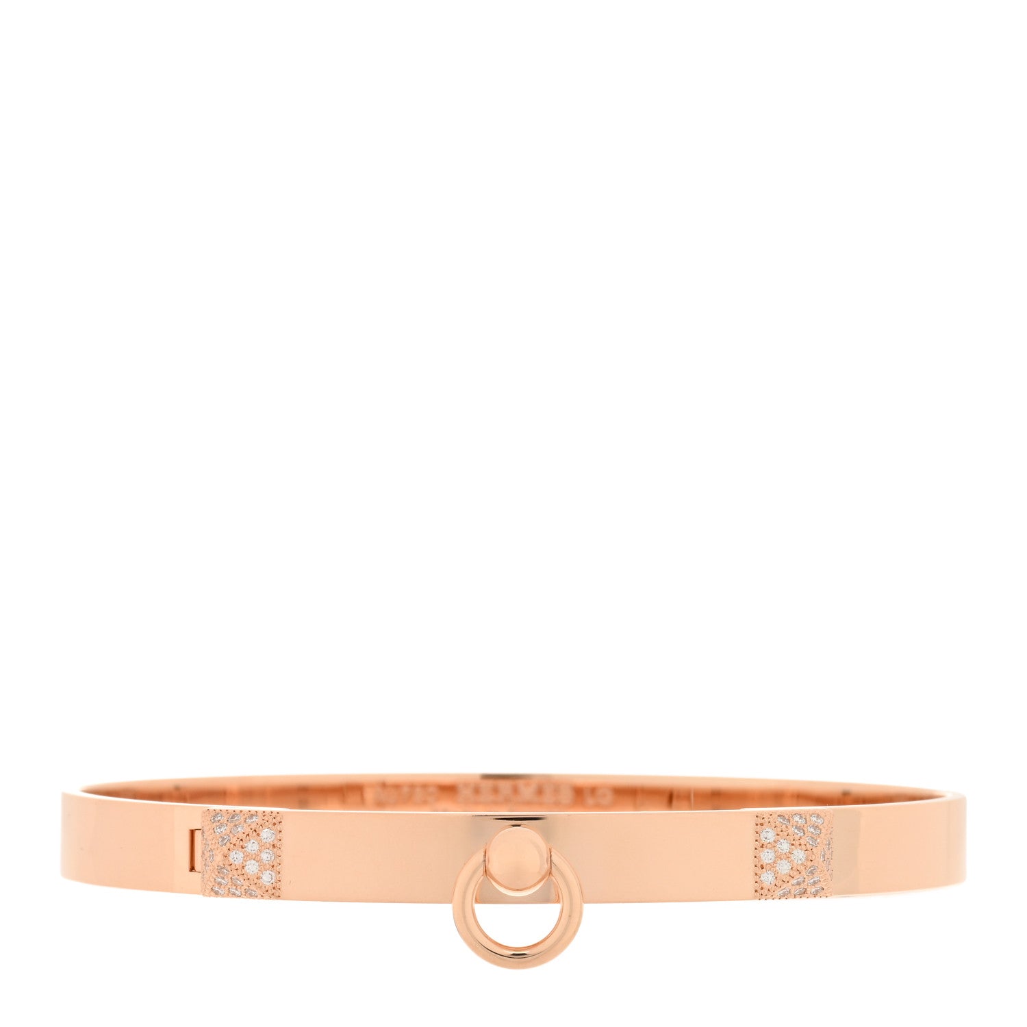 Hermes 18K Rose Gold Diamond PM Collier De Chien Bracelet LG 1 of 3