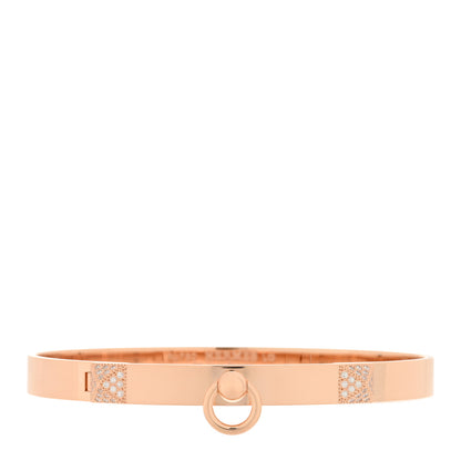 Hermes 18K Rose Gold Diamond PM Collier De Chien Bracelet LG 1 of 3