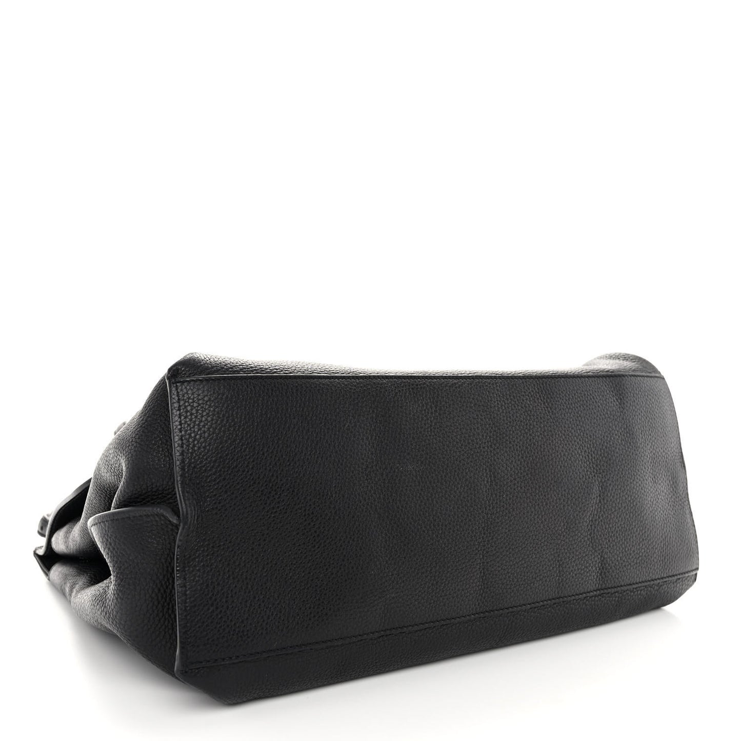 Pebbled Calfskin Large Bamboo Daily Top Handle Bag Black