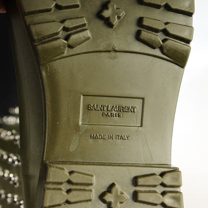 Saint Laurent Rubber Studded Festival Rain Boots 38 New Kaki Fonce 7 of 8
