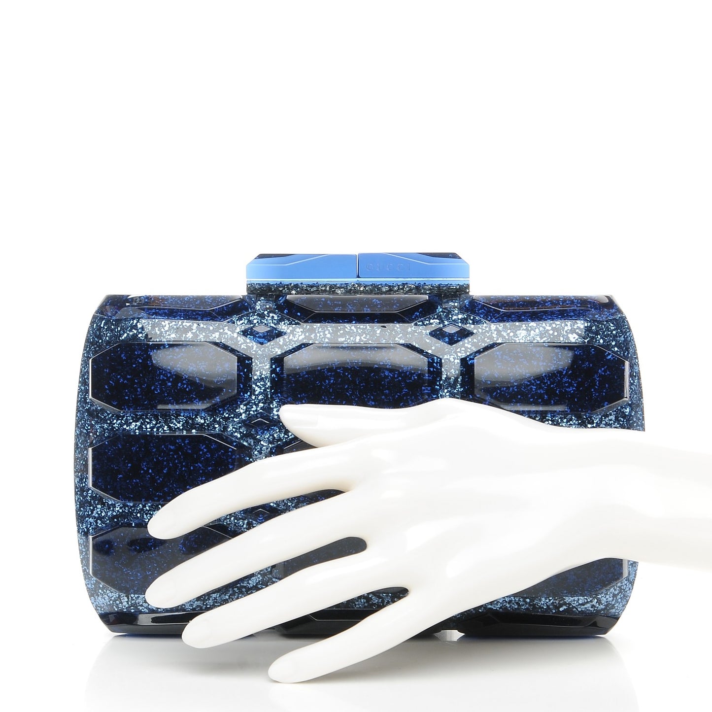 Plexiglass Glitter Aristrographic Box Clutch Classic Marine