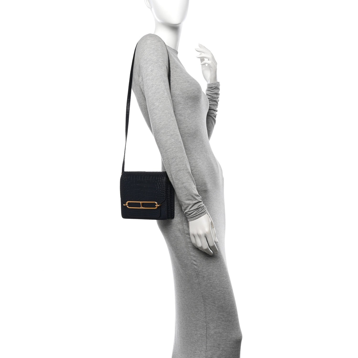 Hermes Matte Alligator Mini Sac Roulis Bleu Nuit 2 of 11