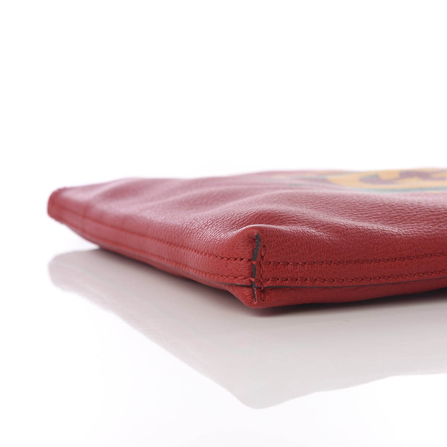 Gucci Pebbled Calfskin Medium Logo Portfolio Clutch Hibiscus Red 7 of 8