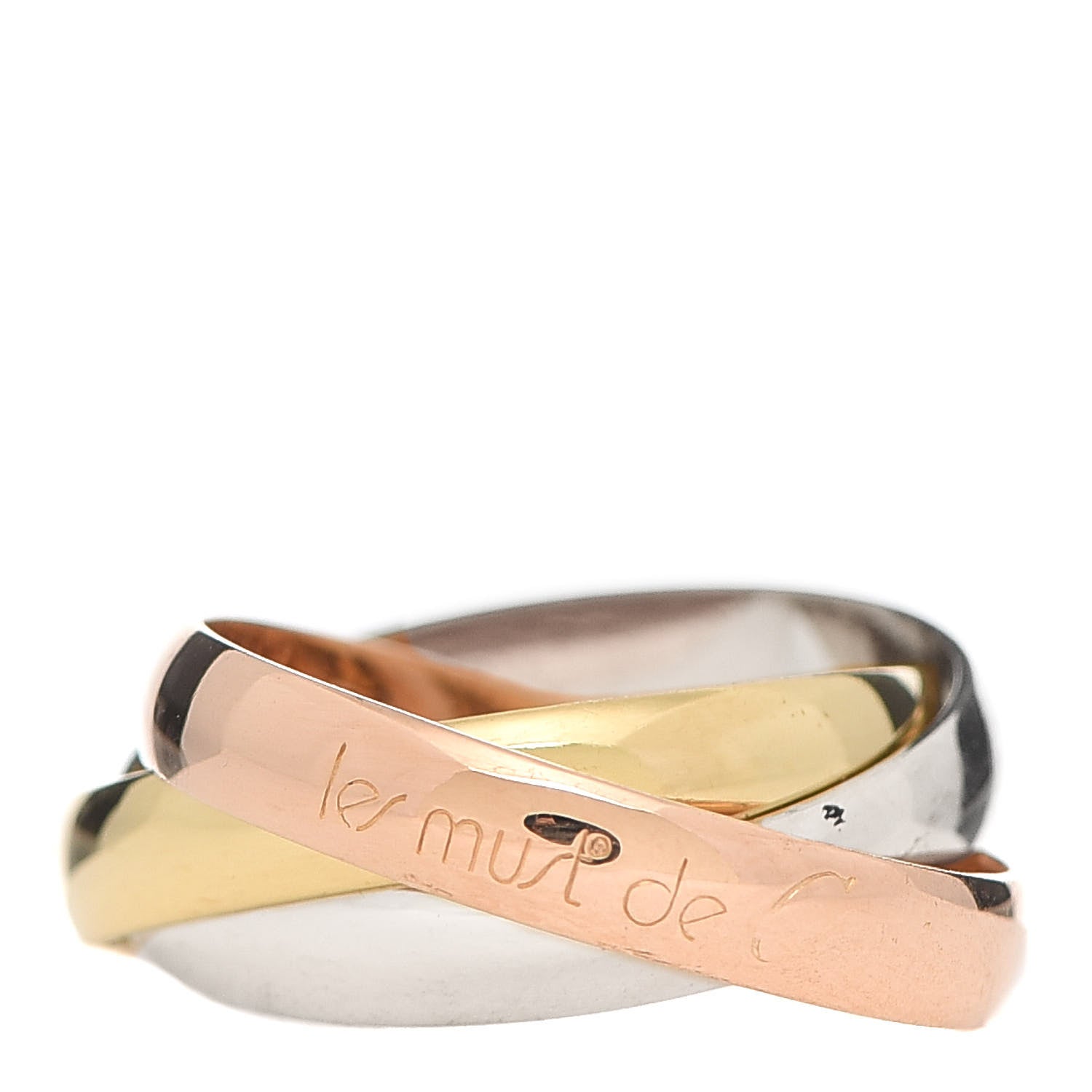 Cartier 18K Pink Yellow White Gold Classic Les Must De Cartier Trinity Ring 48 4.5 1 of 4