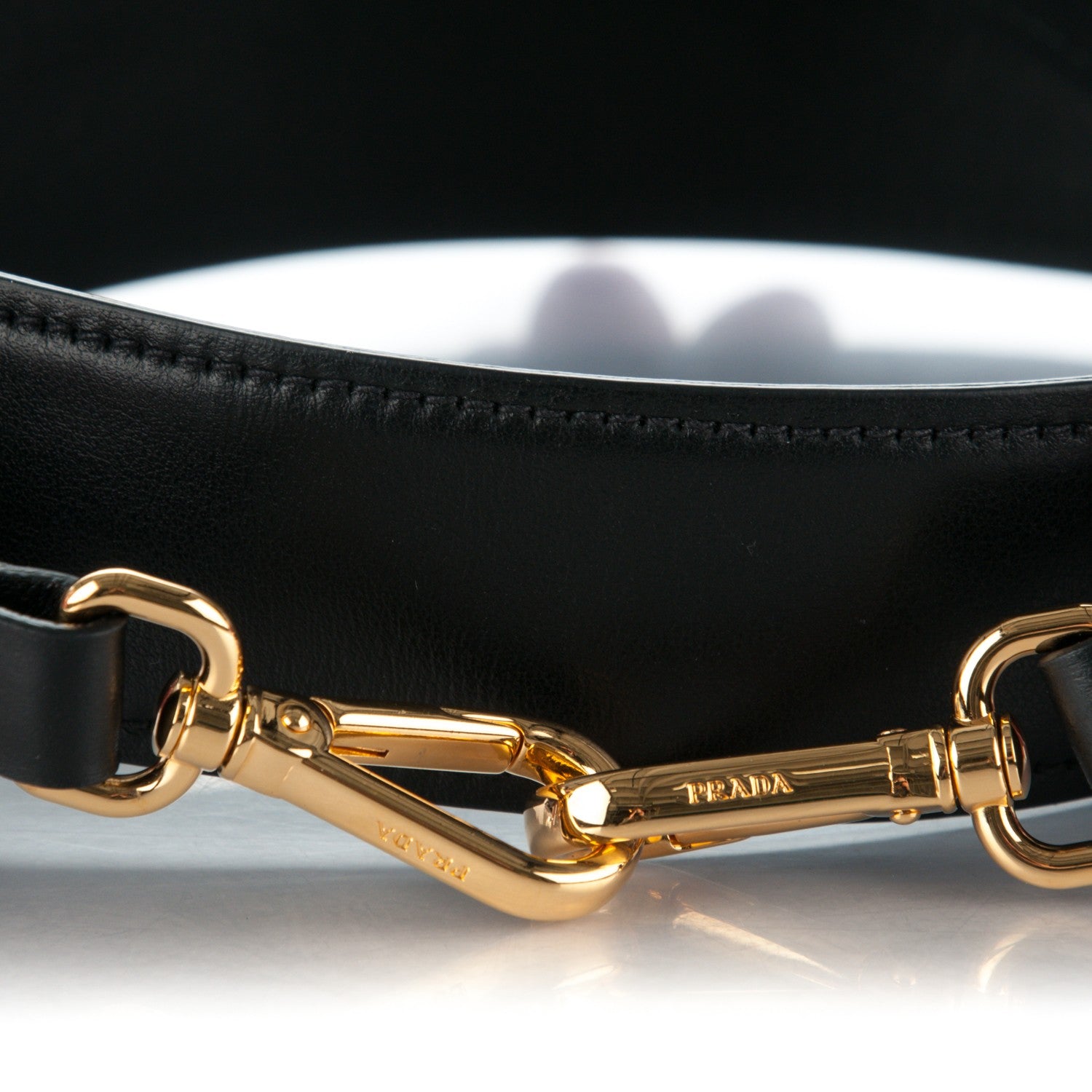 Prada Calfskin Plexiglass Flower Shoulder Strap Black Pink 3 of 6