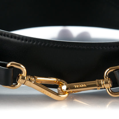 Prada Calfskin Plexiglass Flower Shoulder Strap Black Pink 3 of 6
