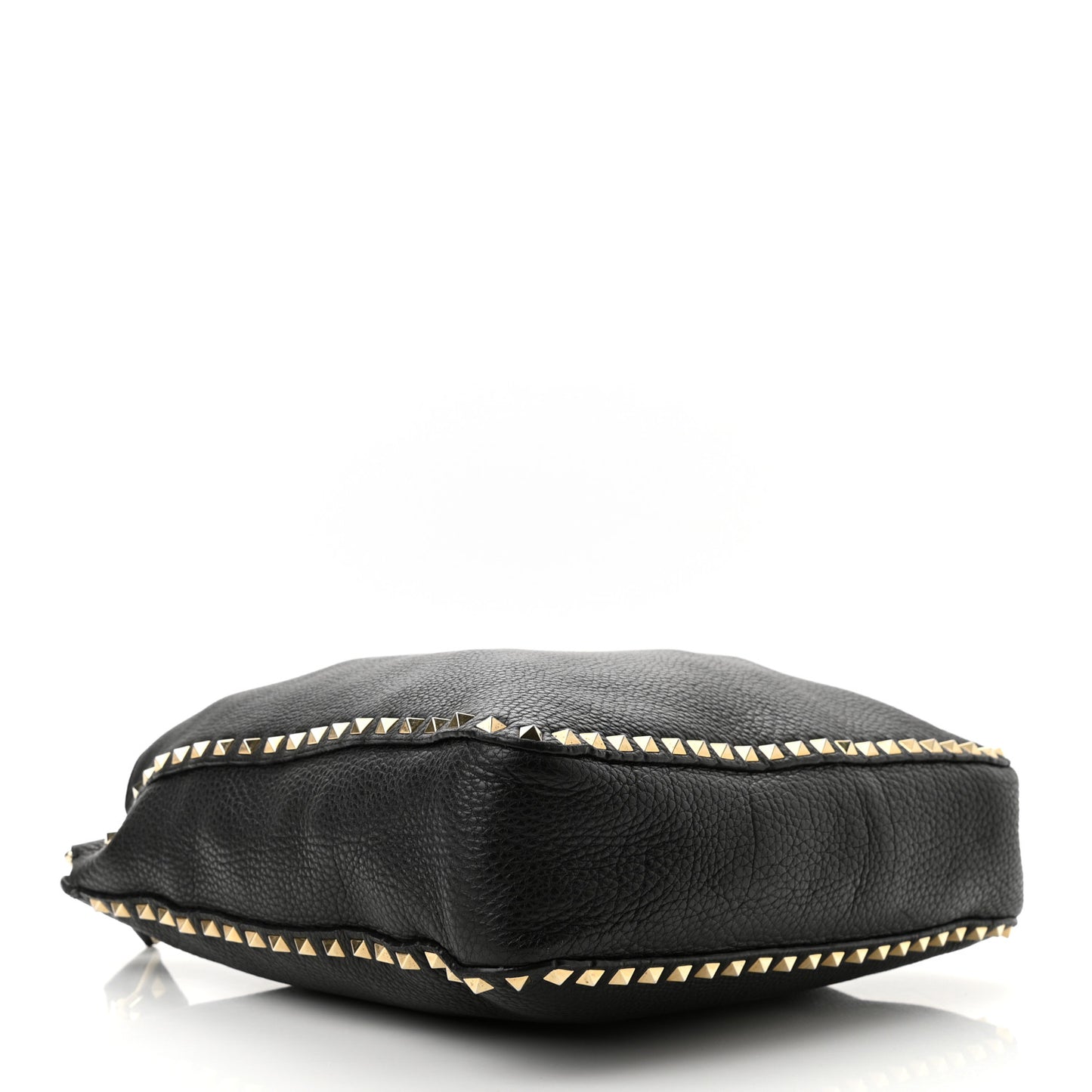 Pebbled Calfskin Large Rockstud Flip-Lock Messenger Bag Black