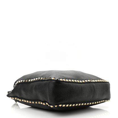 Valentino Garavani Pebbled Calfskin Large Rockstud Flip-Lock Messenger Bag Black 4 of 10