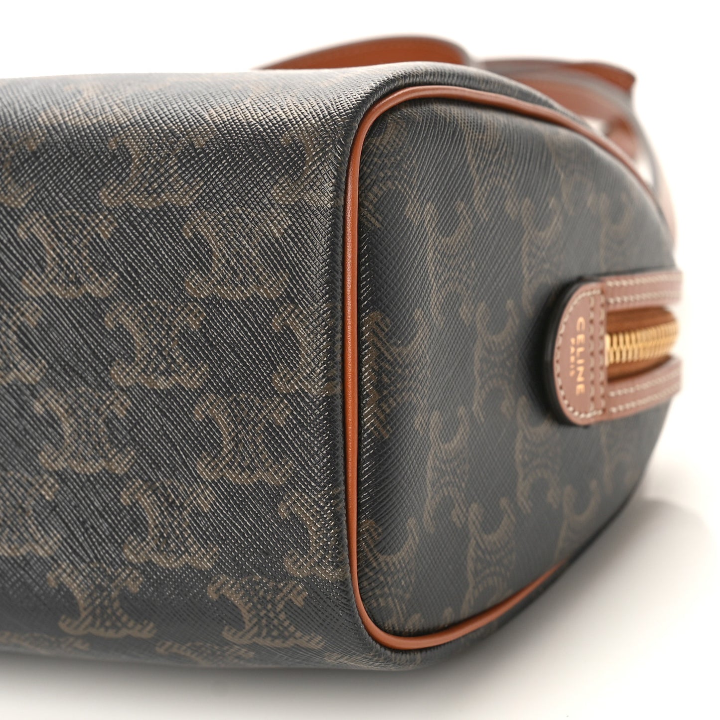 Triomphe Canvas Calfskin Small Boston Bag Tan