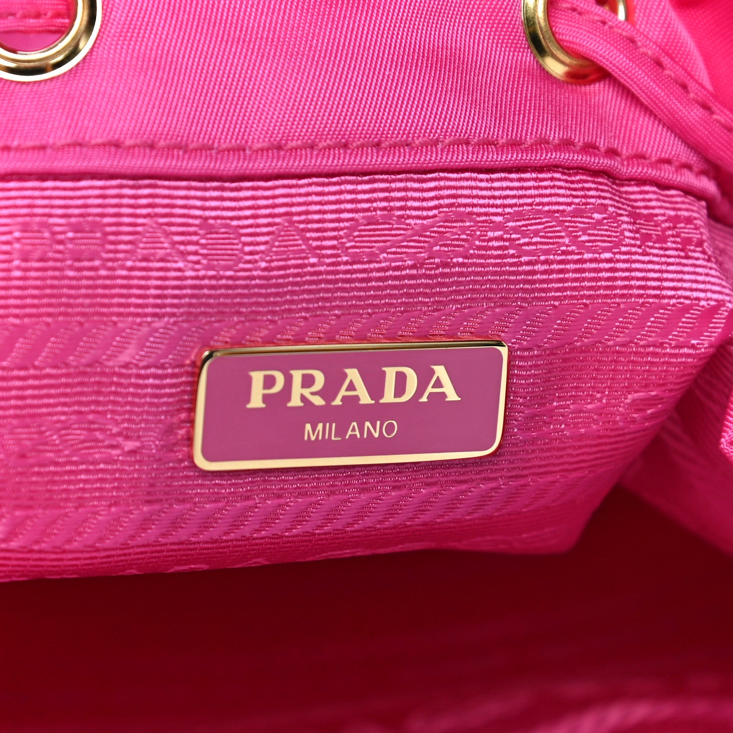 Prada Re-Nylon Saffiano Duet Bucket Crossbody Bag Fuxia 7 of 9