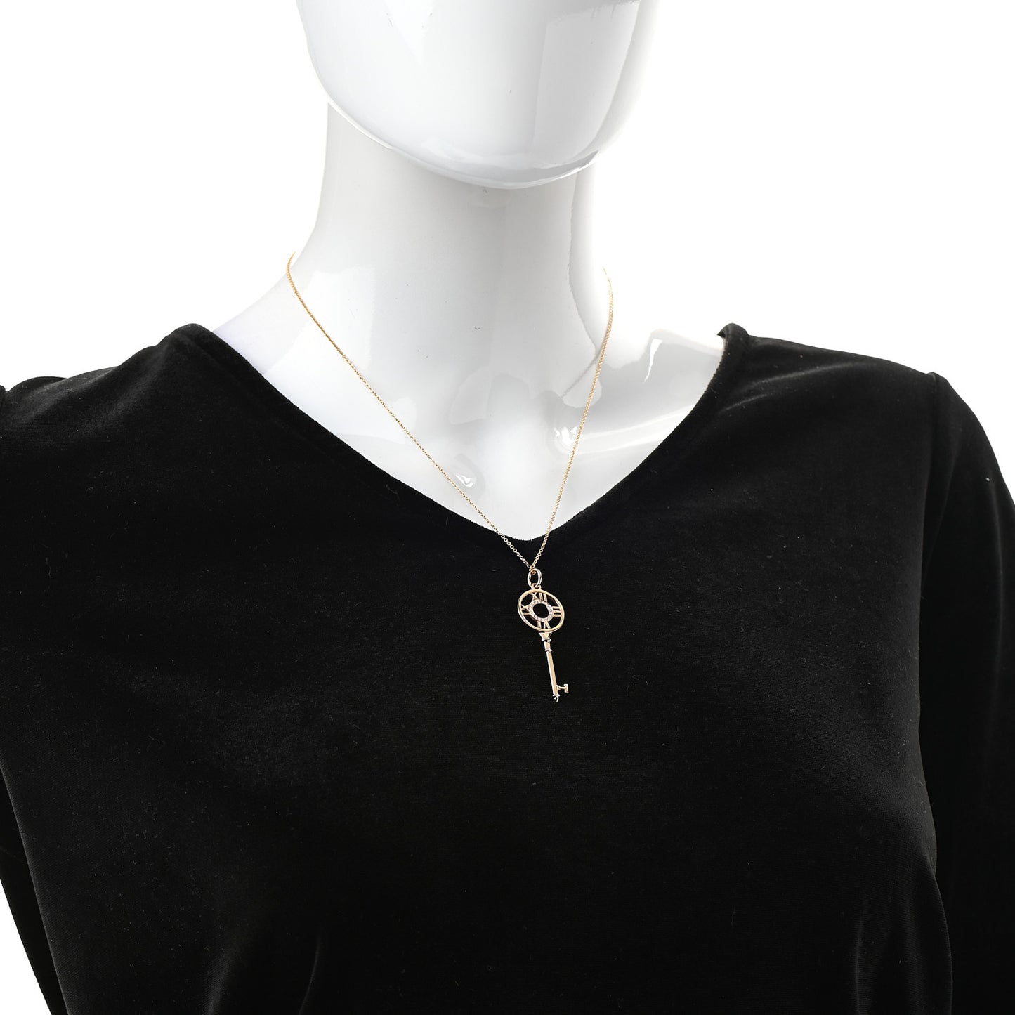 18K Rose Gold Diamond Atlas Key Pendant Necklace