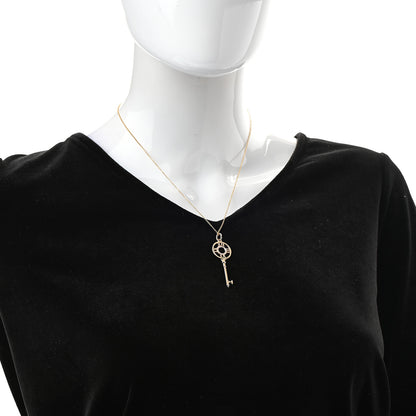 Tiffany 18K Rose Gold Diamond Atlas Key Pendant Necklace 2 of 7