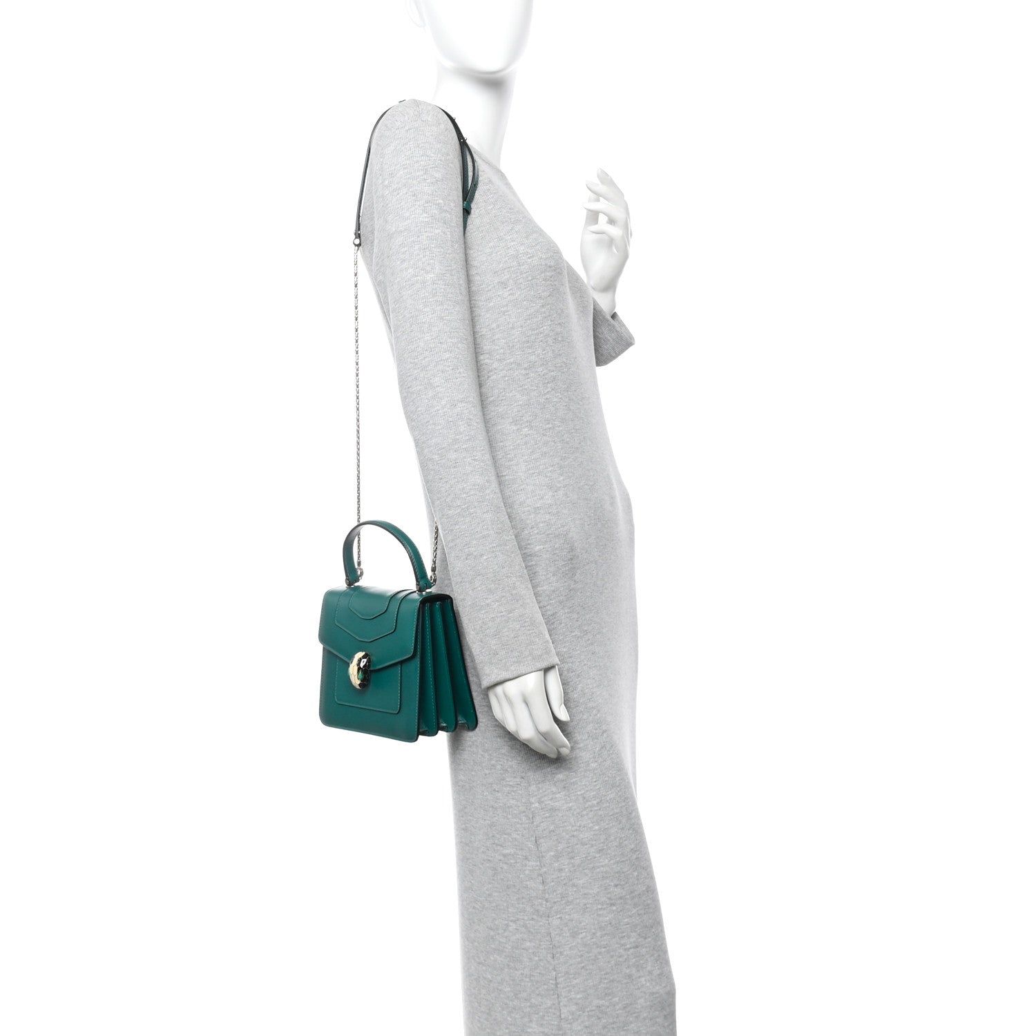 Bulgari Calfskin Serpenti Forever Top Handle Emerald Green 2 of 12