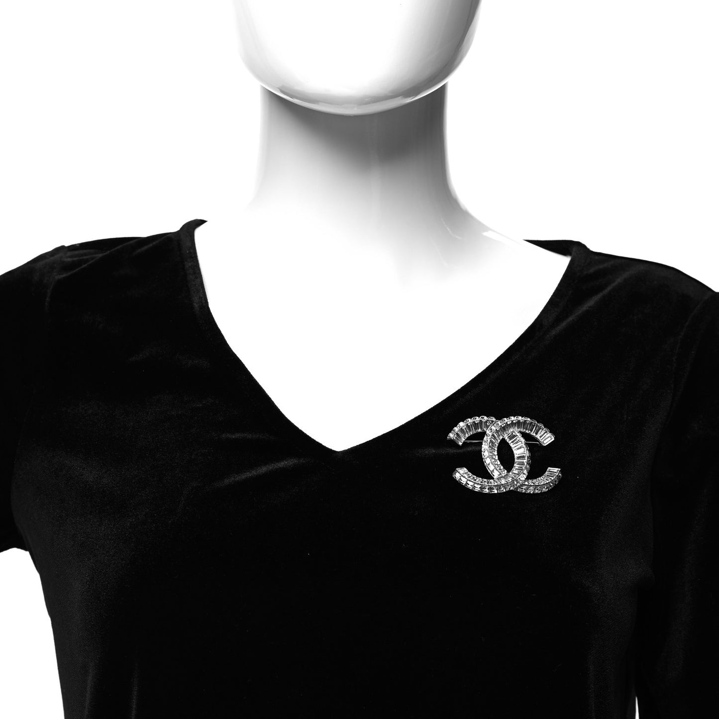 Baguette Crystal CC Brooch Silver