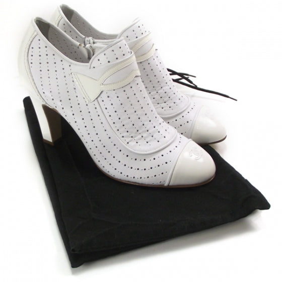 Perforated Leather Ankle Boots 38.5 White