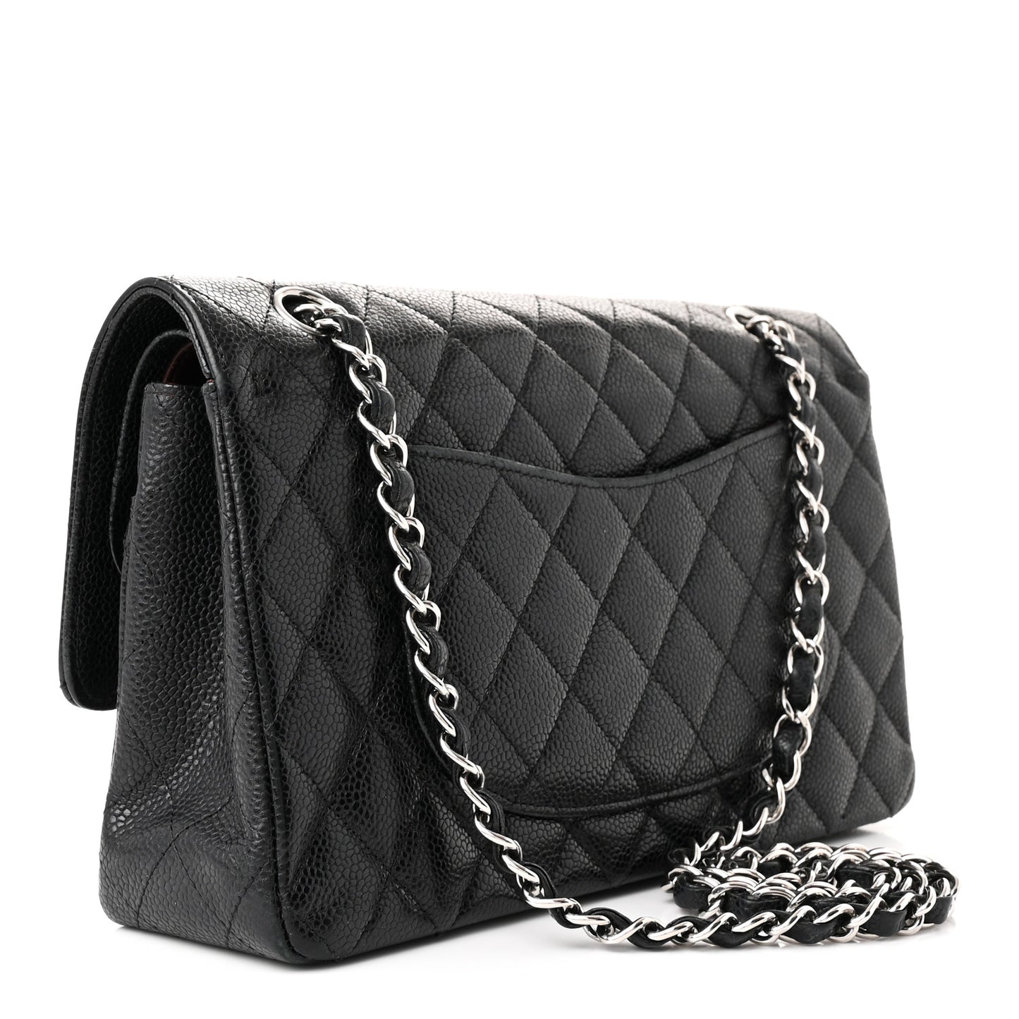Caviar Quilted Medium Double Flap Black