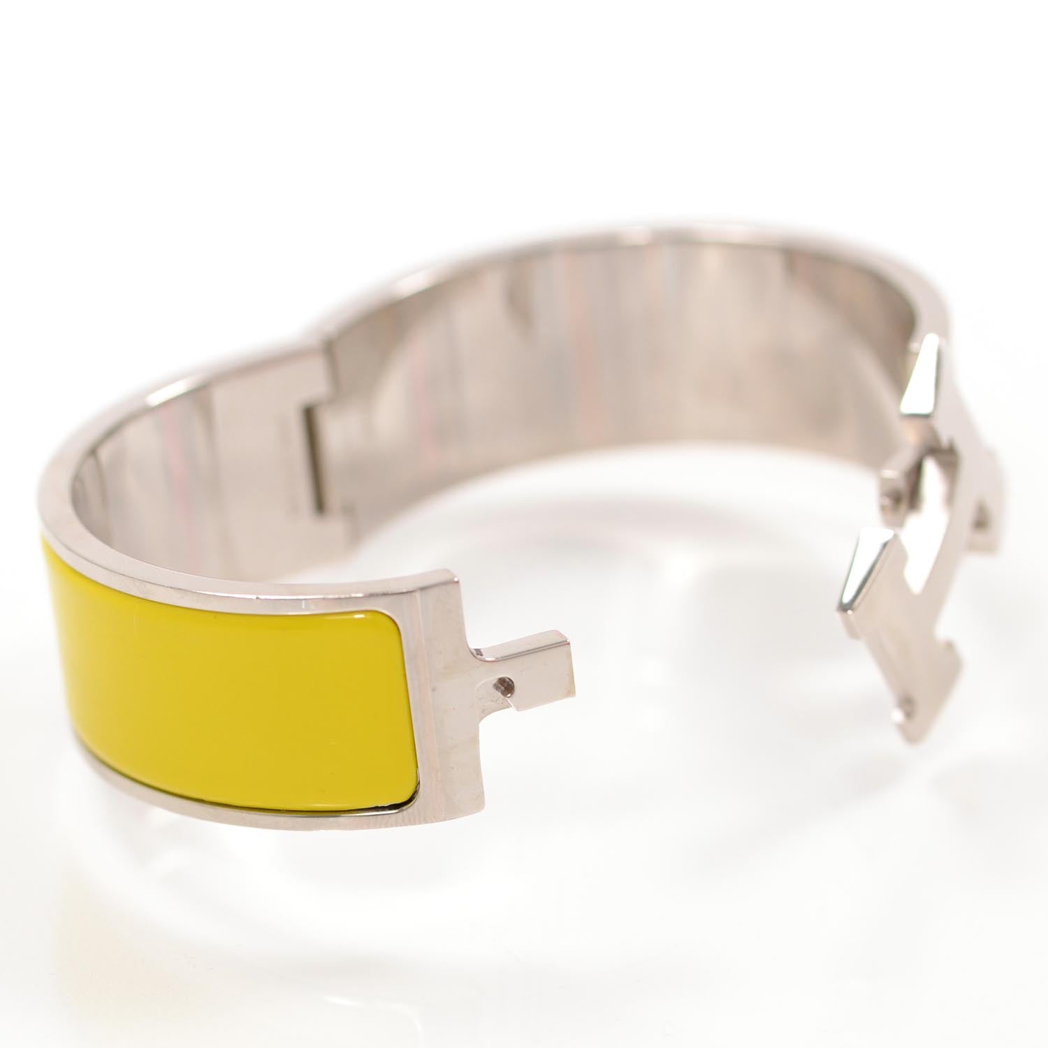 Hermes Enamel Wide Clic Clac H Bracelet Yellow 5 of 6