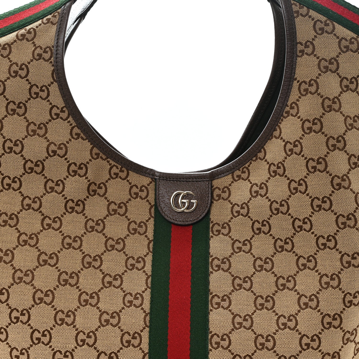 Gucci GG Monogram Web Large Giglio Tote Beige Brown 8 of 10