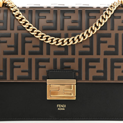 Fendi Vitello Liberty Bi-Color FF 1974 Embossed Chain Strap Kan U Shoulder Bag Black Maya 8 of 10