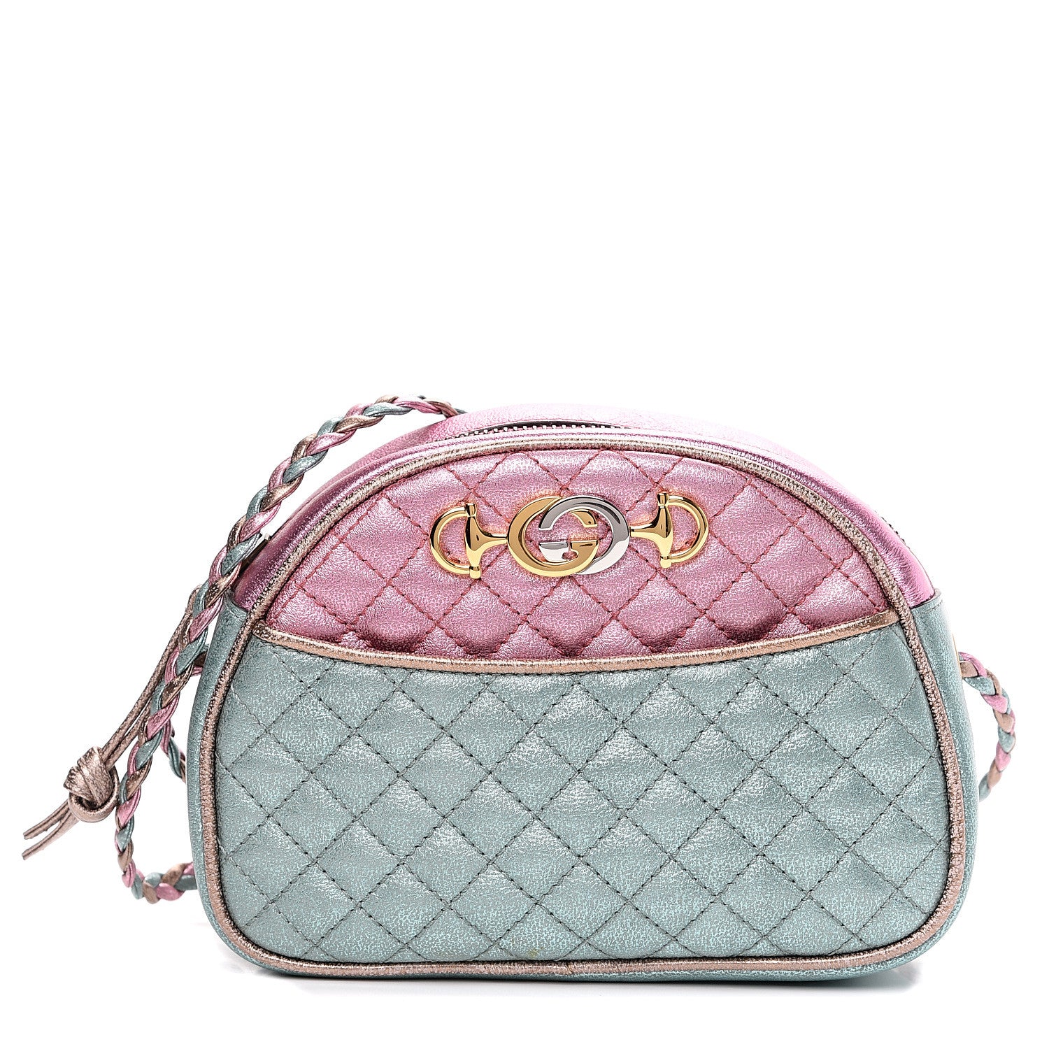 Gucci Laminated Nappa Trapuntata Mini Zumi Dome Shoulder Bag Rosa Lago Rame 1 of 9