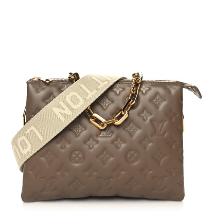 Louis Vuitton Lambskin Embossed Monogram Coussin PM Taupe 1 of 12