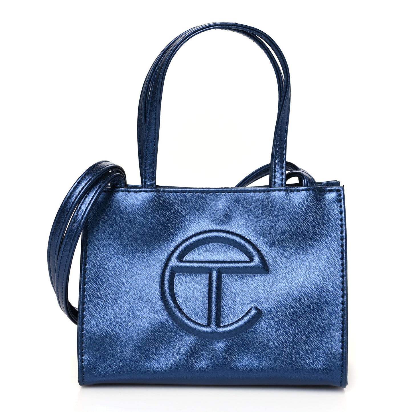 Vegan Leather Small Shopping Bag Cobalt
