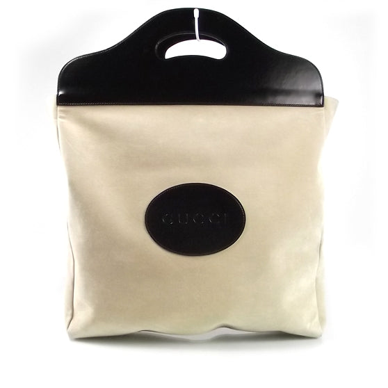 Leather Logo Shopper Tote Ivory