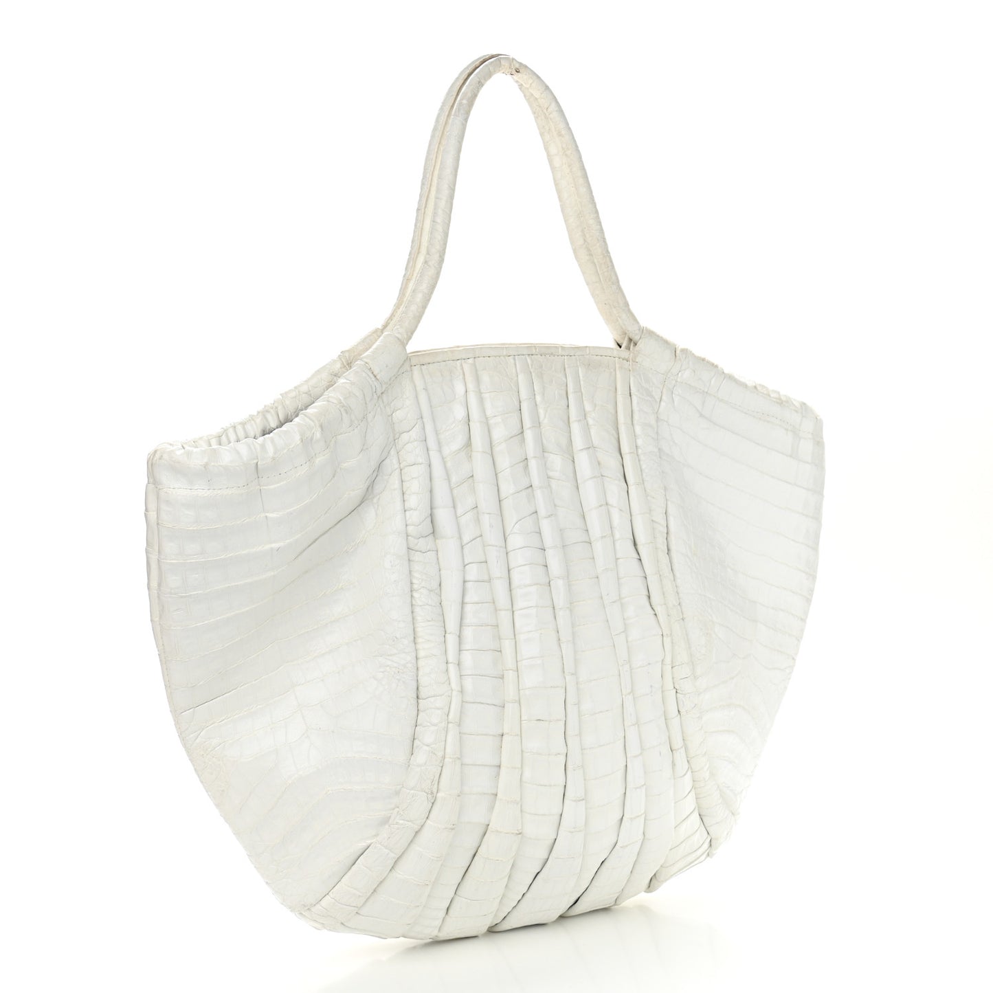Crocodile Top Handle Tote White
