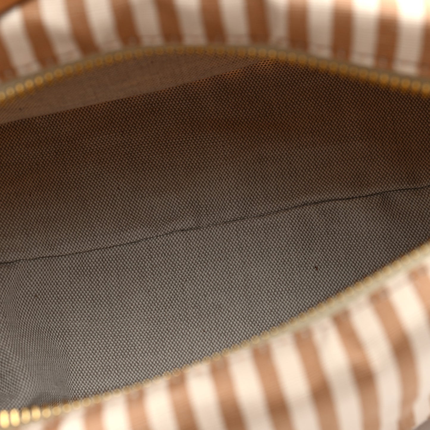 Cotton Linen Calfskin Striped Mini Spirit Cire Bag Tan Caramel