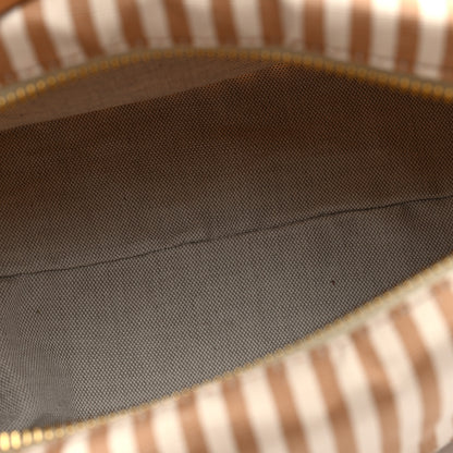 Miu Miu Cotton Linen Calfskin Striped Mini Spirit Cire Bag Tan Caramel 5 of 9