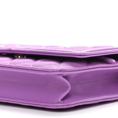 Chanel Caviar Quilted CC Filigree Wallet On Chain WOC Purple 10 of 12