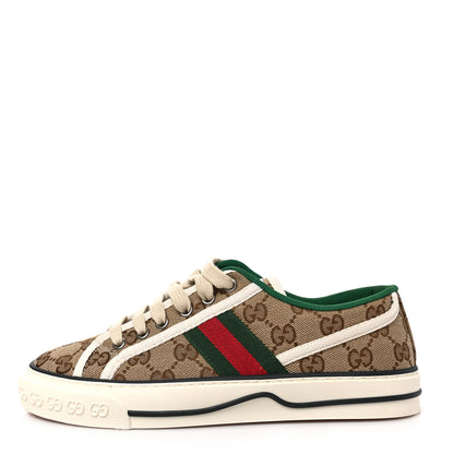 Gucci GG Monogram Web Womens 1977 Tennis Sneakers 37 Beige Ebony Mystic White 1 of 8