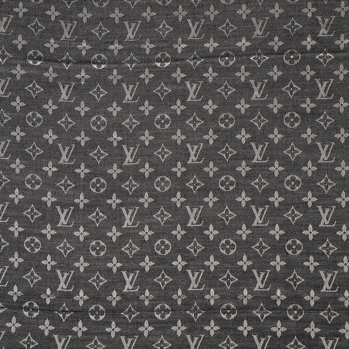 Wool Silk Monogram Denim Shawl Black