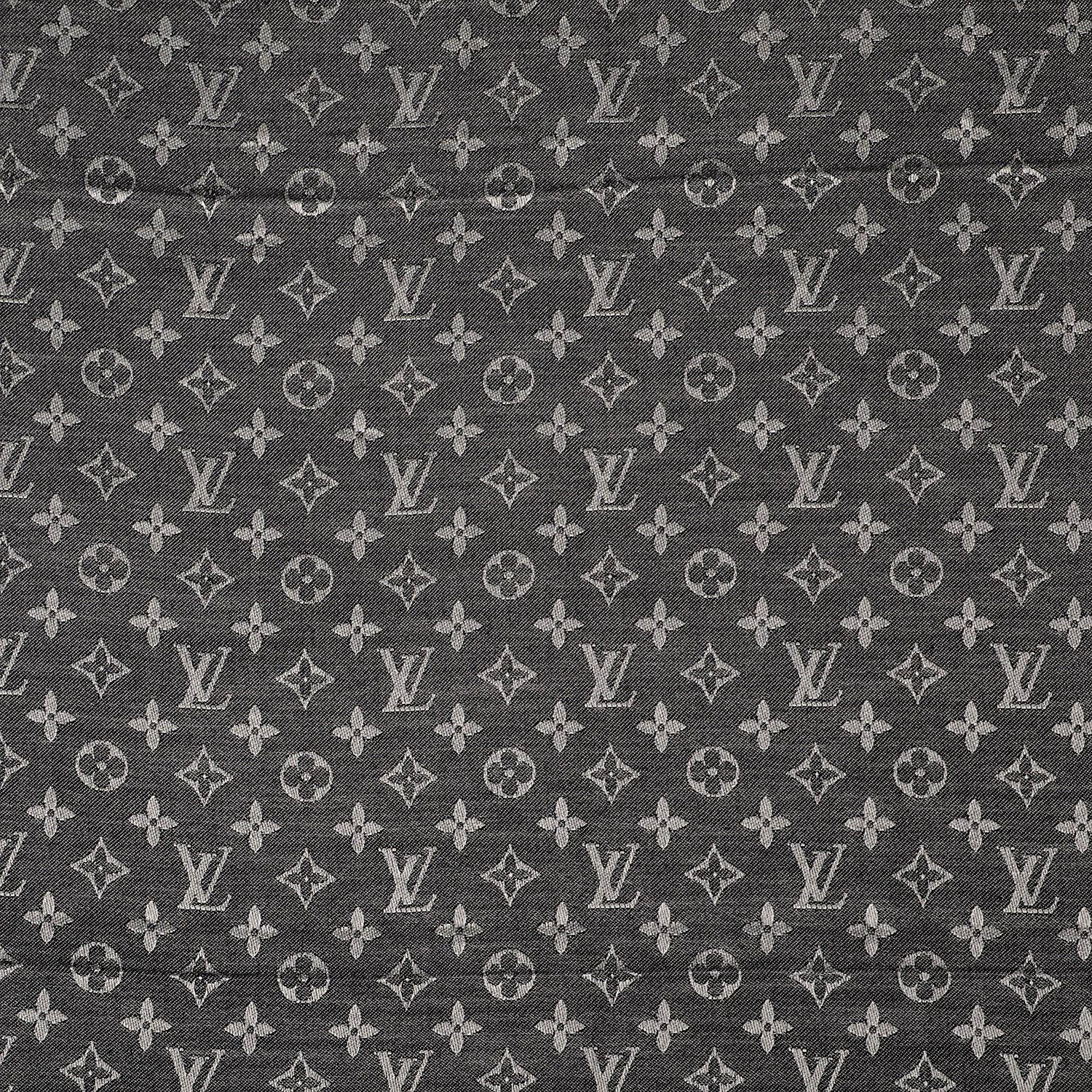 Louis Vuitton Wool Silk Monogram Denim Shawl Black 4 of 5