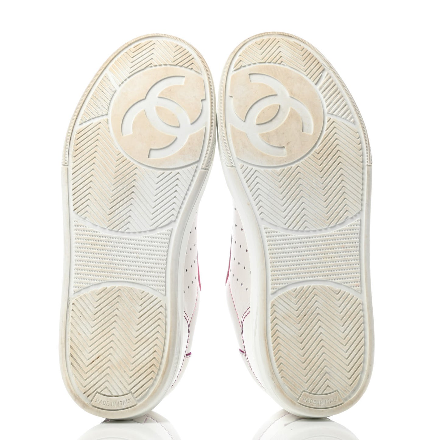 Calfskin Womens Logo Sneakers 38.5 White Pink